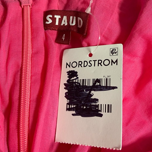 STAUD NWT mini wells pink fit and flare pink dress 4 S - Picture 3 of 8